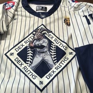 Dex Ruths Men's Striped Baseball Jersey - Navy and White